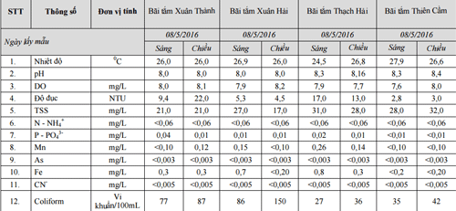 Hàm lượng sắt hai bãi tắm ở Hà Tĩnh vượt ngưỡng